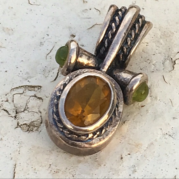 Designer style sterling and stone pendant - Picture 2 of 6